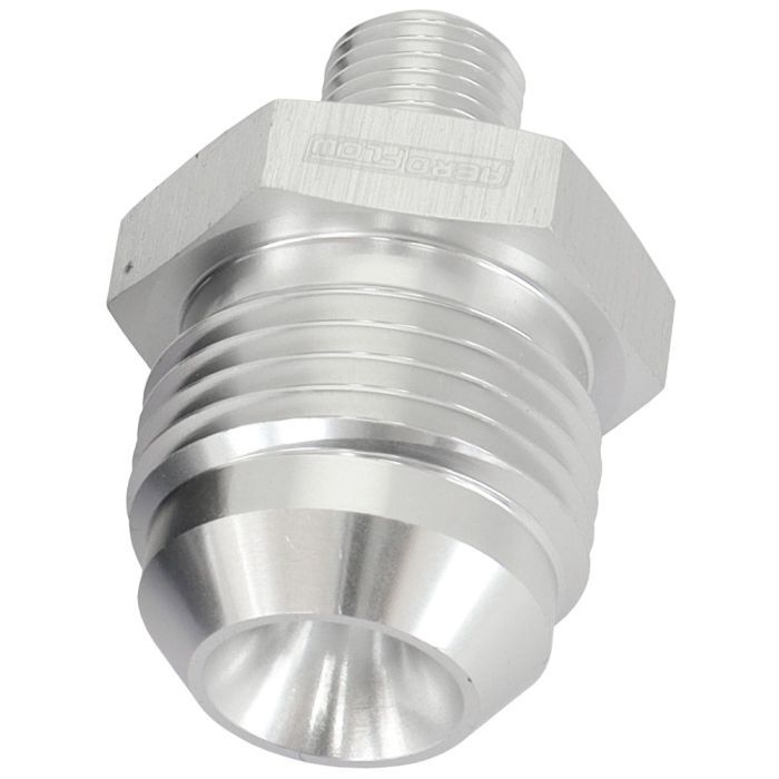 Aeroflow AF743-10S Metric to Male Flare Adapter M10 x 1mm to -8AN Silver Finish