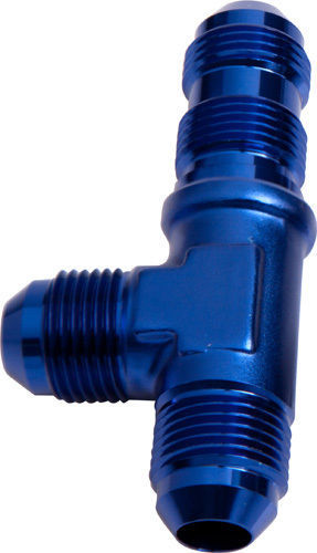 Aeroflow AF804-03 Male -3AN Tee Bulkhead On Run Blue Male -3AN Nut Seperate