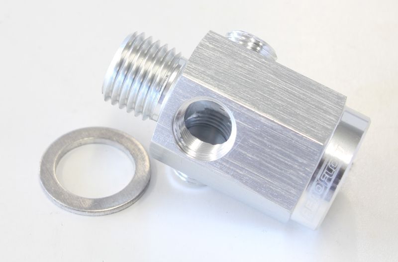 Aeroflow AF810-M14-02S M14 x 1.5 Extension with 1/8" NPT Port Silver