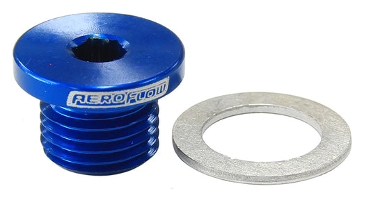 Aeroflow AF814-M12-01 Metric Port Plug M12 x 1.25 Blue Low Profile Hex Plug
