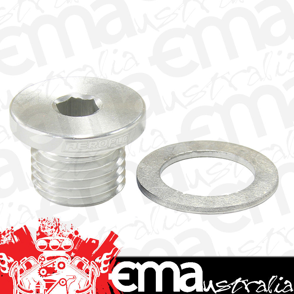 Aeroflow AF814-M12-01S Metric Port Plug M12 x 1.25 Silver Low Profile Hex Plug