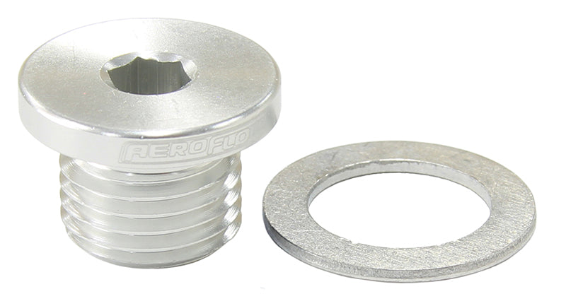 Aeroflow AF814-M12-01S Metric Port Plug M12 x 1.25 Silver Low Profile Hex Plug