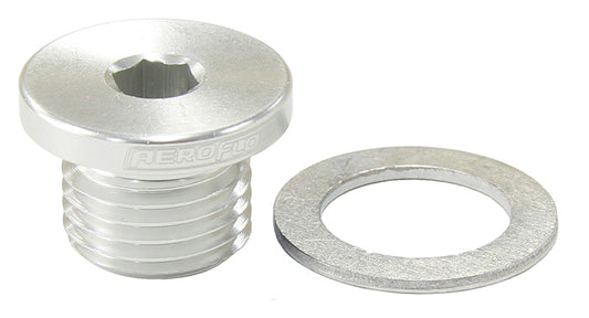 Aeroflow AF814-M12-01S Metric Port Plug M12 x 1.25 Silver Low Profile Hex Plug