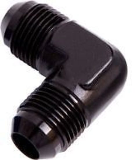 Aeroflow AF821-04BLK Male Flare Union 90 Deg -4AN Black Male to Male 90 Deg