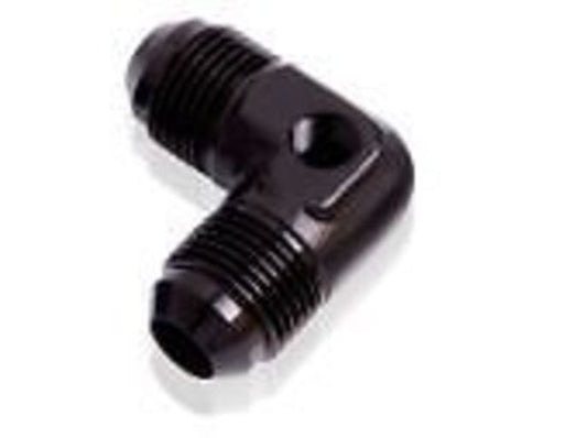 Aeroflow AF821-06PBLK 90 Deg Union -6AN with 1/8" Port Black