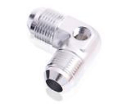 Aeroflow AF821-06PS 90 Deg Union -6AN with 1/8" Port Silver