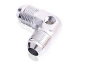 Aeroflow AF821-06PS 90 Deg Union -6AN with 1/8" Port Silver
