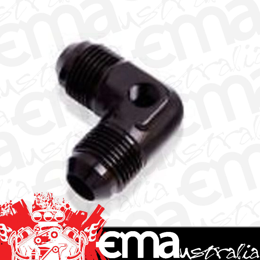 Aeroflow AF821-08PBLK 90 Deg Union -8AN with 1/8" Port Black