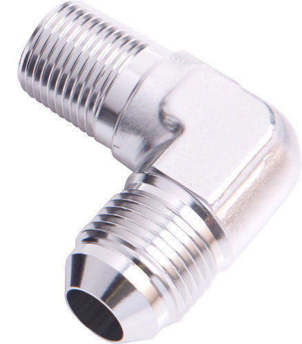 Aeroflow AF822-06-06S Male 90 Deg 3/8" NPT to -6AN Silver Male NPT to AN 90 Deg