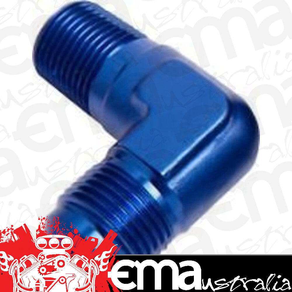 Aeroflow AF822-06 Male 90 Deg 1/4" NPT to -6AN Blue Male NPT to AN 90 Deg