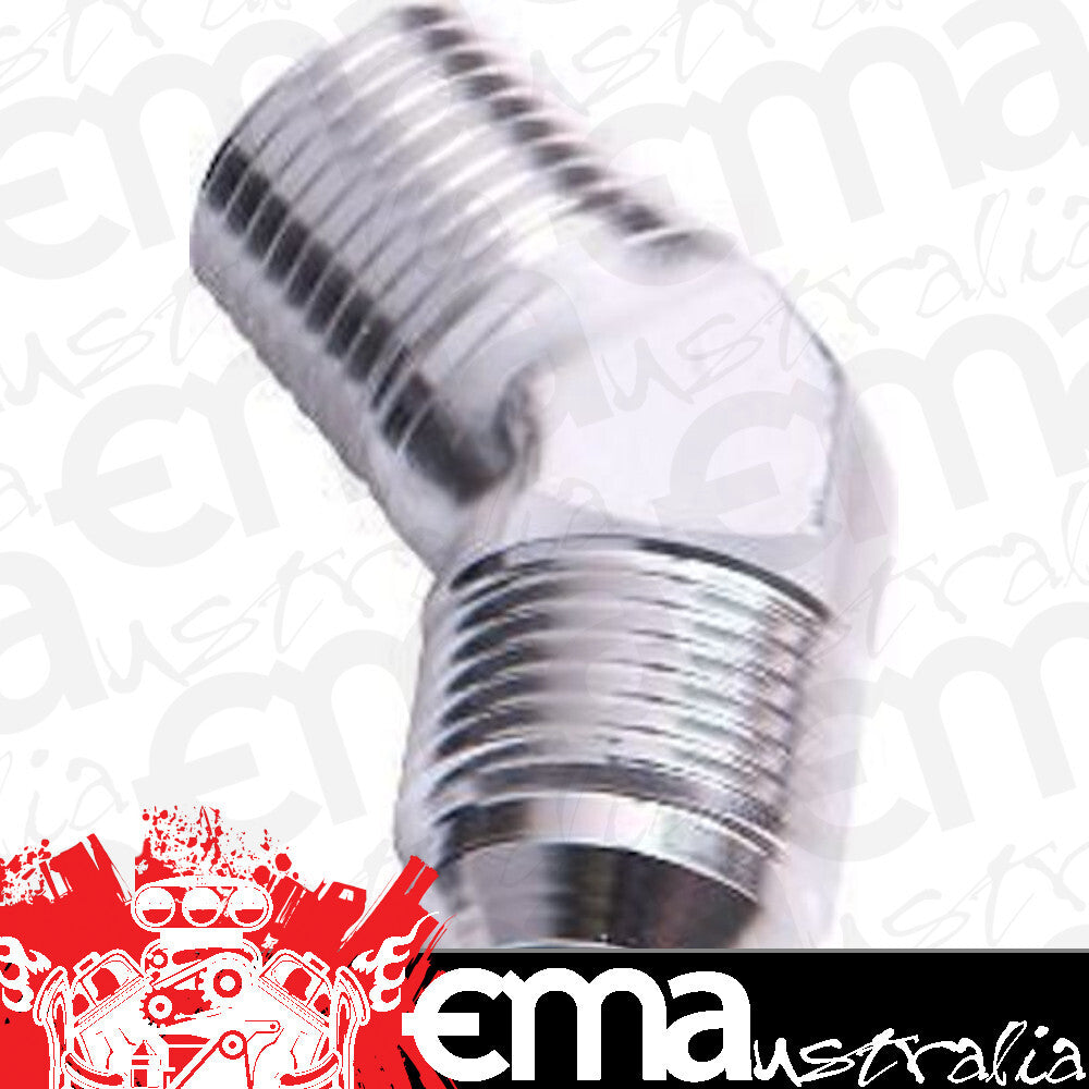 Aeroflow AF823-03S Male 45 Deg 1/8" NPT to -3AN Silver Male NPT to AN 45 Deg