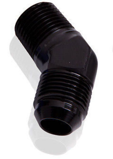 Aeroflow AF823-04-04BLK Male 45 Deg 1/4" NPT to -4AN Black Male NPT to AN 45 Deg