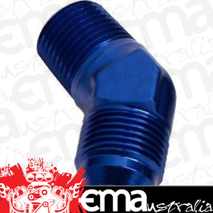 Aeroflow Performance Products AF823-08-04 Male 45 Deg 1/4" NPT to -8AN Blue Male NPT to AN 45 Deg