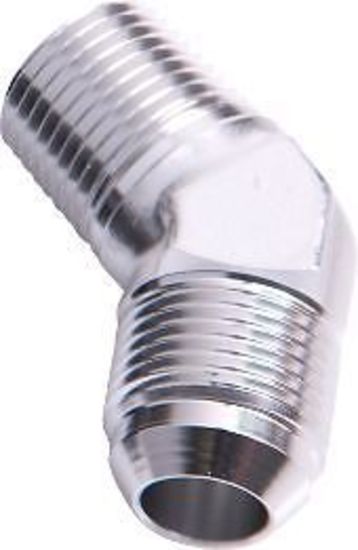 Aeroflow AF823-08-08S Male 45 Deg 1/2" NPT to -8AN Silver Male NPT to AN 45 Deg