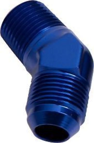 Aeroflow AF823-08 Male 45 Deg 3/8" NPT to -8AN Blue Male NPT to AN 45 Deg