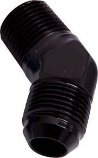 Aeroflow AF823-10-06BLK Male 45 Deg 3/8" NPT to -10AN Black Male NPT to AN 45 Deg
