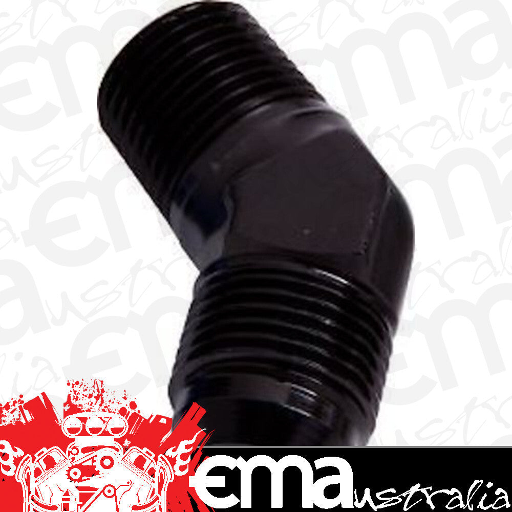 Aeroflow AF823-10-12BLK Male 45 Deg 3/4" NPT to -10AN Black Male NPT to AN 45 Deg