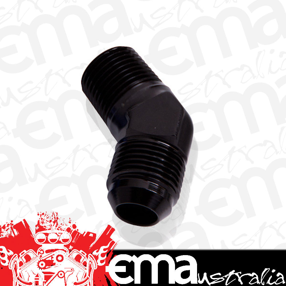 Aeroflow AF823-16-16BLK Male 45 Deg 1" NPT to -16AN Black Male NPT to AN 45 Deg