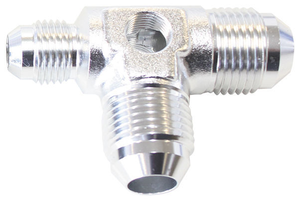 Aeroflow AF824-06-08S Male Flare Tee -8AN x 2 90 Degand 1 x -6AN 1/8 Port 2 Sides