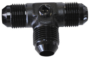 Aeroflow AF824-06PBLK Male Flare Tee -6AN with 1/8" Port Black All Sides Male An