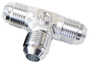 Aeroflow AF824-08PS Male Flare Tee -8AN with 1/8" Port Silver All Sides Male An