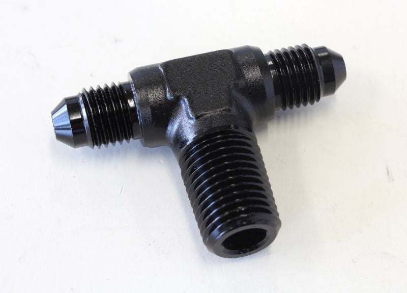 Aeroflow AF825-04-04BLK Tee -4AN with 1/4" NPT On Sideblack AN Tee with NPT On Side