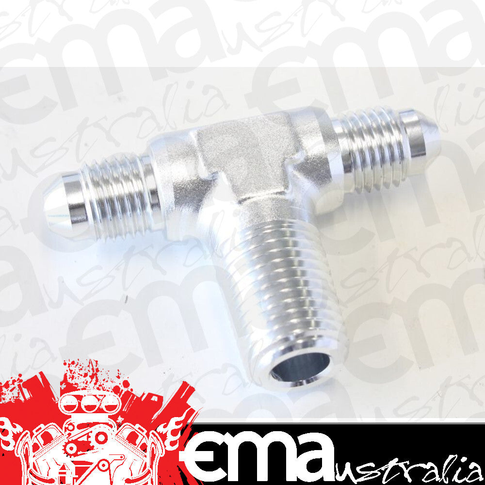 Aeroflow AF825-04-04S Tee -4AN with 1/4" NPT On Sidesilver AN Tee with NPT On Side