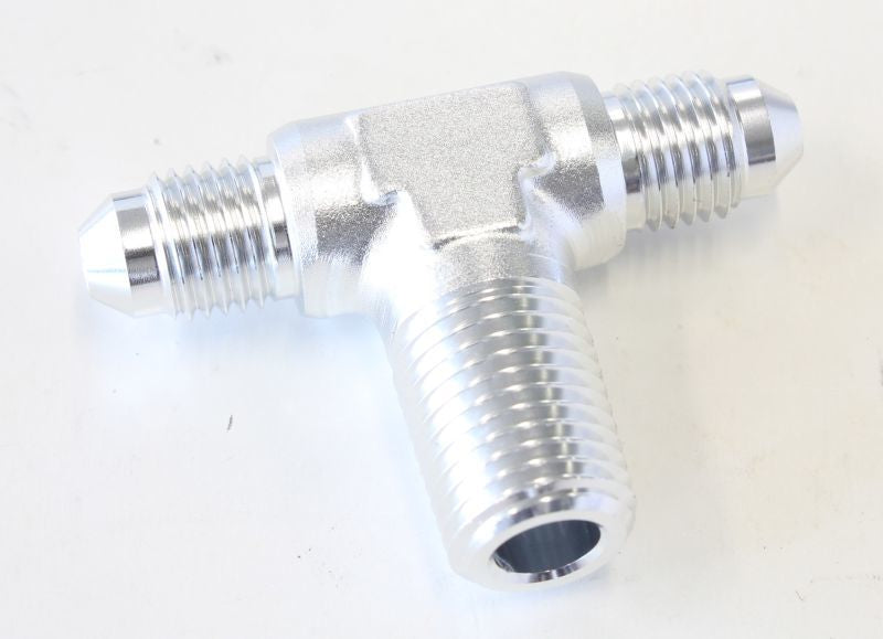 Aeroflow AF825-04-04S Tee -4AN with 1/4" NPT On Sidesilver AN Tee with NPT On Side