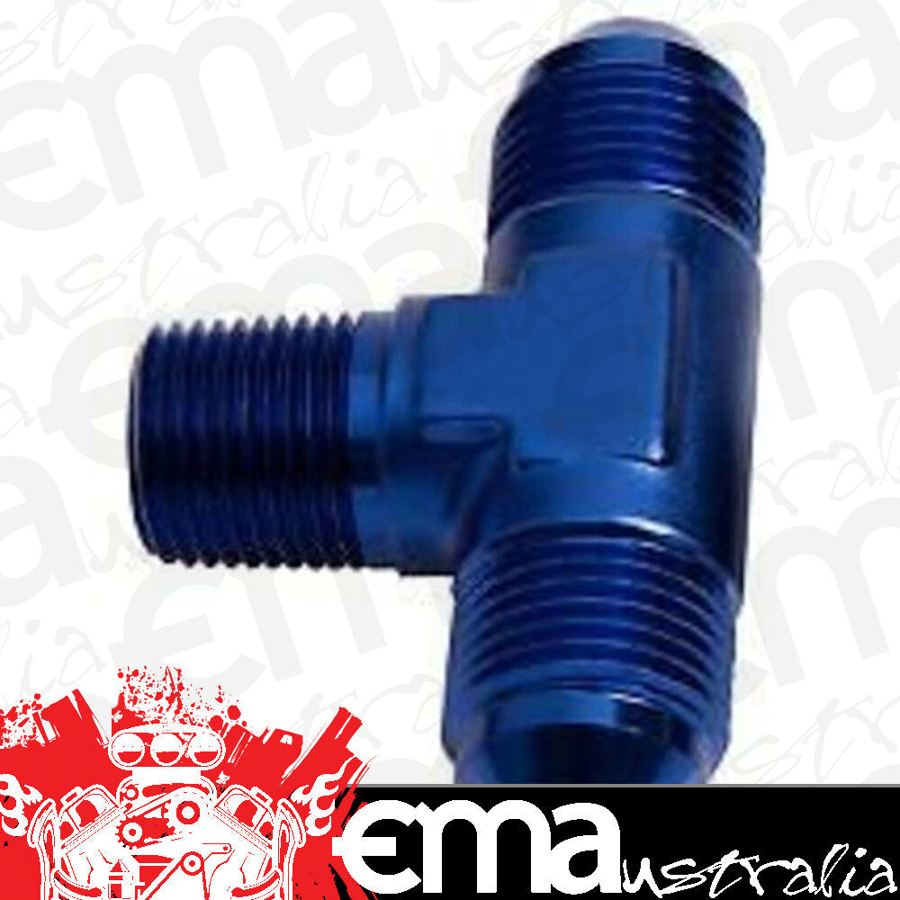 Aeroflow AF825-04 Tee -4AN with 1/8" NPT On Sideblue AN Tee with NPT On Side
