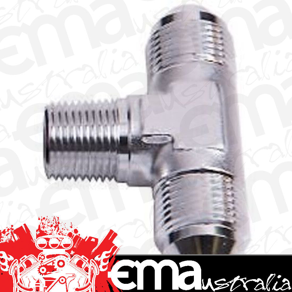 Aeroflow AF825-04S Tee -4AN with 1/8" NPT On Sidesilver AN Tee with NPT On Side