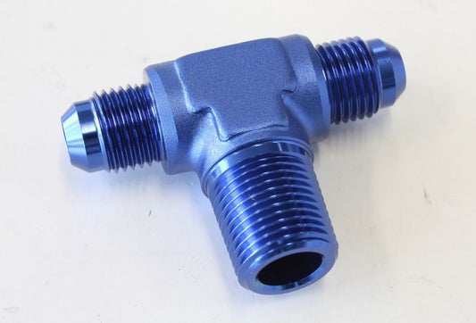 Aeroflow AF825-06-06 Tee -6AN with 3/8" NPT On Sideblue AN Tee with NPT On Side
