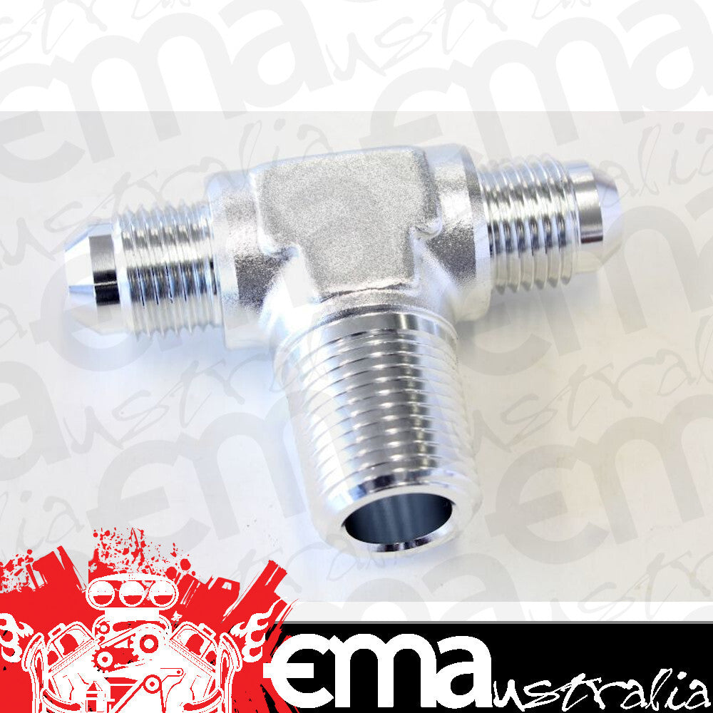 Aeroflow AF825-06-06S Tee -6AN with 3/8" NPT On Sidesilver AN Tee with NPT On Side