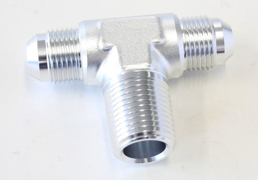 Aeroflow AF825-08-08S Tee -8AN with 1/2" NPT On Sidesilver AN Tee with NPT On Side