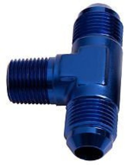 Aeroflow AF825-12 Tee -12AN with 3/4"NPT On Sideblue AN Tee with NPT On Side