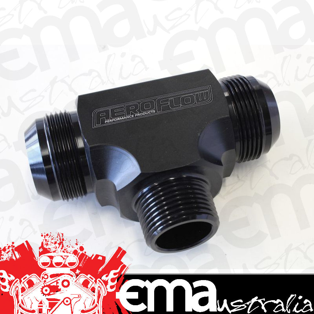 Aeroflow AF825-16-20BLK Tee -20AN with 1"NPT On Side Black AN Tee with NPT On Side