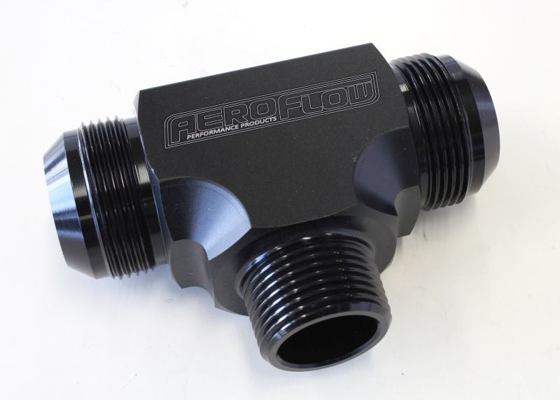 Aeroflow AF825-16-20BLK Tee -20AN with 1"NPT On Side Black AN Tee with NPT On Side