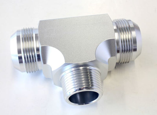 Aeroflow AF825-16-20S Tee -20AN with 1"NPT On Side Silver AN Tee with NPT On Side