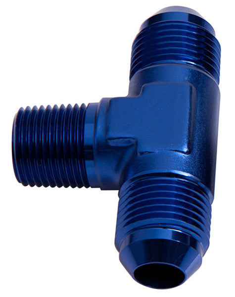 Aeroflow AF825-20 Tee -20AN with 1-1/4"NPT On Side Blue AN Tee with NPT On