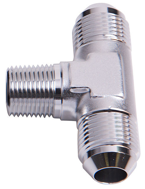 Aeroflow AF825-20S Tee -20AN with 1-1/4"NPT On Side Silver AN Tee with NPT On