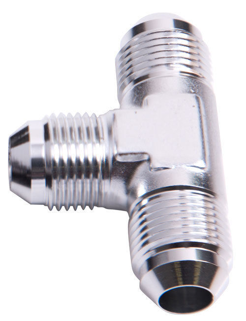 Aeroflow AF826-04S Tee -4AN with 1/8" NPT On Run Silver AN Tee with NPT On Run