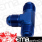Aeroflow AF826-06 Tee -6AN with 1/4" NPT On Run Blue AN Tee with NPT On Run