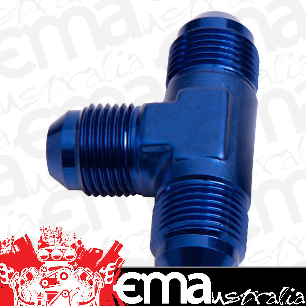Aeroflow AF826-06 Tee -6AN with 1/4" NPT On Run Blue AN Tee with NPT On Run