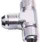 Aeroflow AF826-08S Tee -8AN with 3/8" NPT On Run Silver AN Tee with NPT On Run