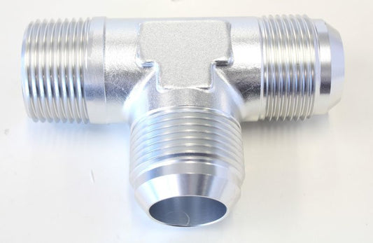 Aeroflow AF826-16-16S Tee -16AN with 1" NPT On Run Silver AN Tee with NPT On Run