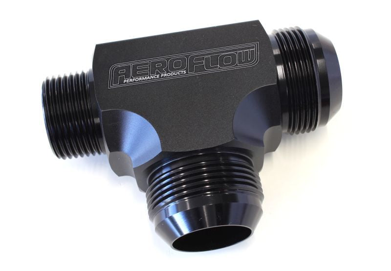Aeroflow AF826-16-20BLK Tee -20AN with 1" NPT On Run Black AN Tee with NPT On Run