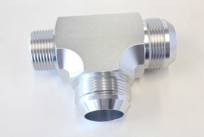 Aeroflow AF826-16-20S Tee -20AN with 1" NPT On Run Silver AN Tee with NPT On Run