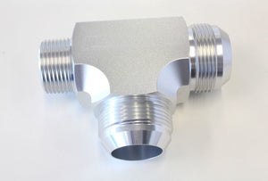 Aeroflow AF826-16-20S Tee -20AN with 1" NPT On Run Silver AN Tee with NPT On Run