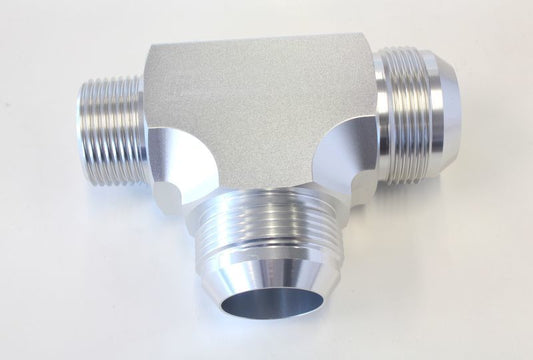 Aeroflow AF826-16-20S Tee -20AN with 1" NPT On Run Silver AN Tee with NPT On Run
