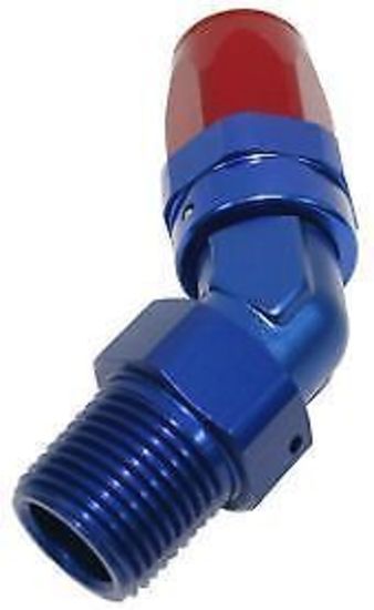 Aeroflow 100 & 450 series braided hose Male 1/4 NPT 45 Deg to -8 Aeroflow Performance Products AF828-08-04