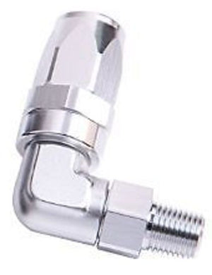 Aeroflow AF829-06-02S Male 1/8" NPT 90 Deg to -6AN Silver Full Swivel 90 Deg